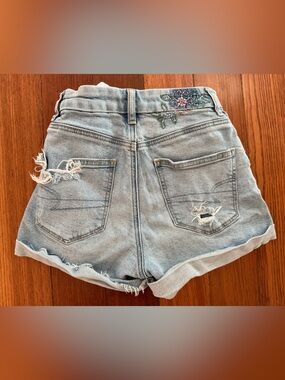 American Eagle Outfitters Light Blue Distressed Denim Shorts